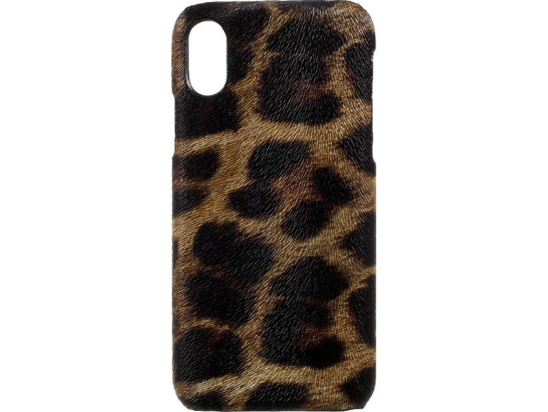 Leopard cover i PU læder og plastic til iPhone X