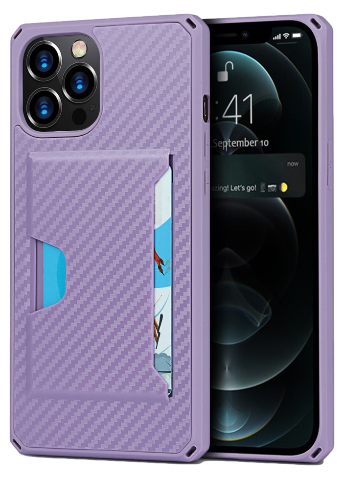 Twill Kortholder Cover til iPhone 12 / 12 Pro-Lilla