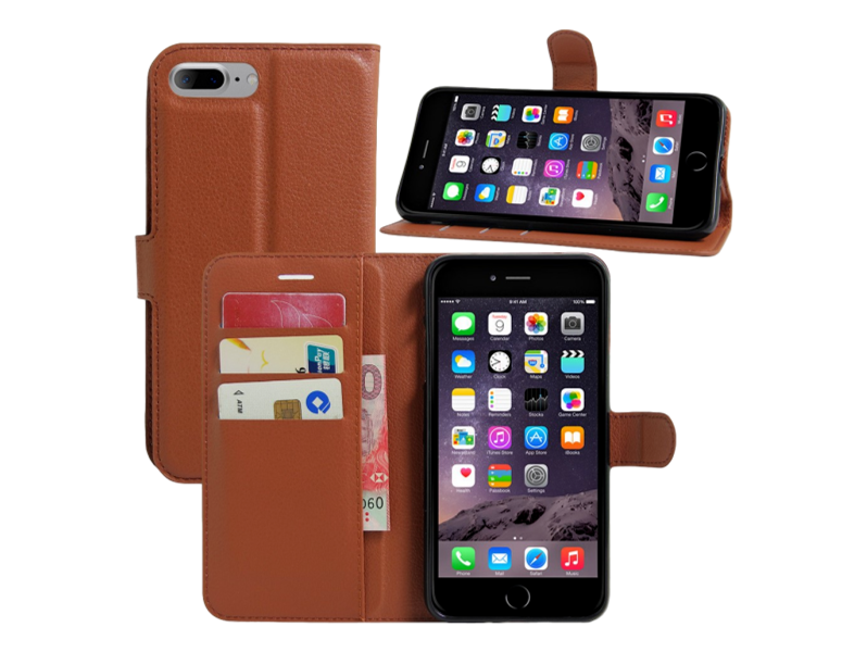 Graviera Flip Cover til iPhone 7 Plus og iPhone 8 Plus-Brun