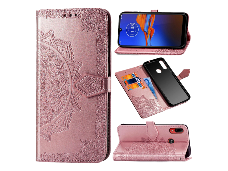 Henna Flip Cover til Motorola Moto E6 Plus/Motorola E6s-Rosa