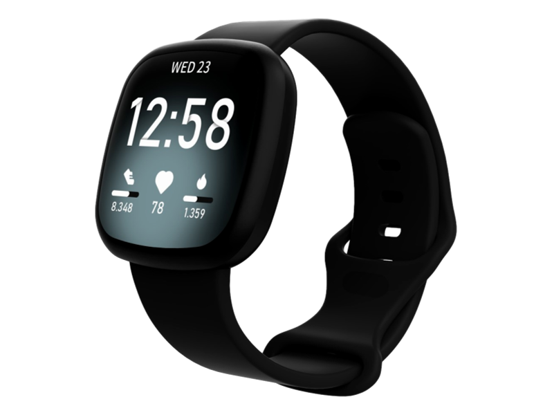 Silikone Rem til Fitbit Versa 3 / Sense - Str. S-Sort