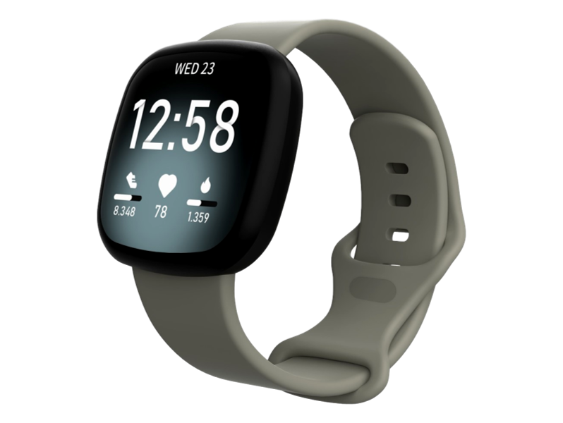 Silikone Rem til Fitbit Versa 3 / Sense - Str. S-Grå