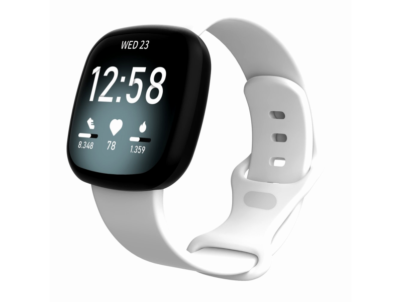 Silikone Rem til Fitbit Versa 3 / Sense - Str. S-Hvid