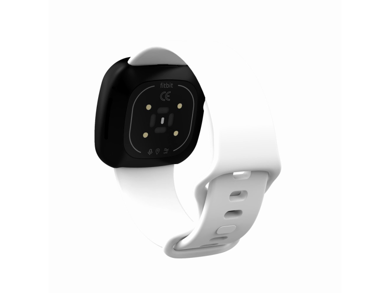 Silikone Rem til Fitbit Versa 3 / Sense - Str. L-Hvid