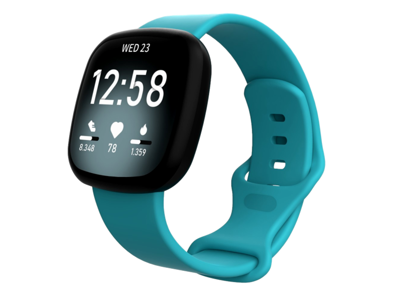 Silikone Rem til Fitbit Versa 3 / Sense - Str. L-Turkis