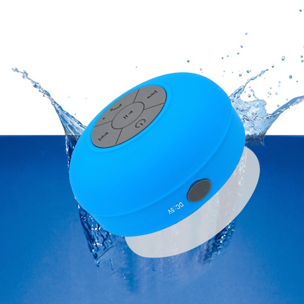 Blå Vandtæt Bluetooth Højtaler til badet m. sugekop