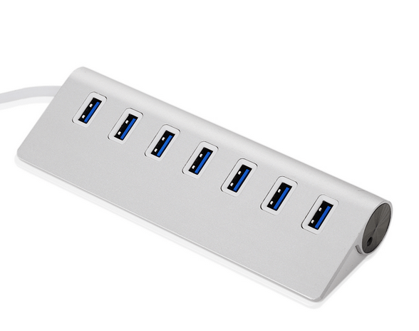 USB hub 3.0. m/7 port i aluminium